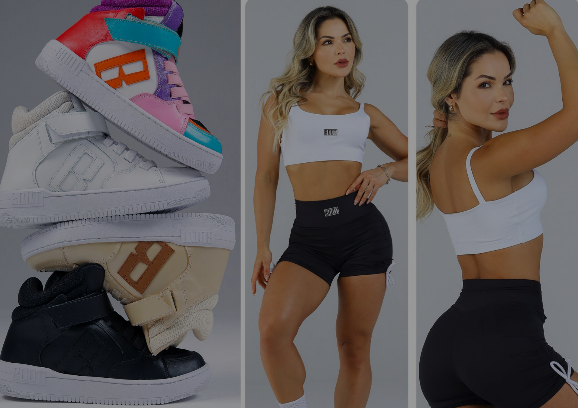 Zapatillas Boot Training y modelos con ropa fit